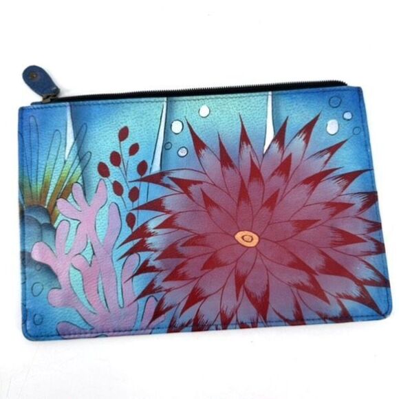 Anuschka Women's Hand Painted Genuine Leather RFID Organizer Wallet Multicolor - Picture 2 of 11